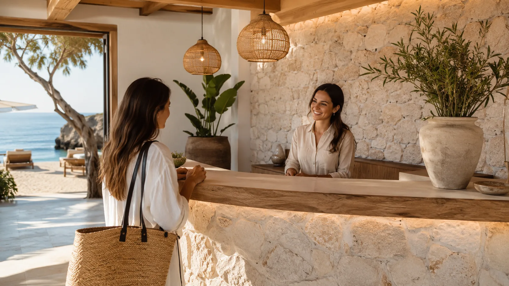 Accoglienza clienti in beach club mediterraneo